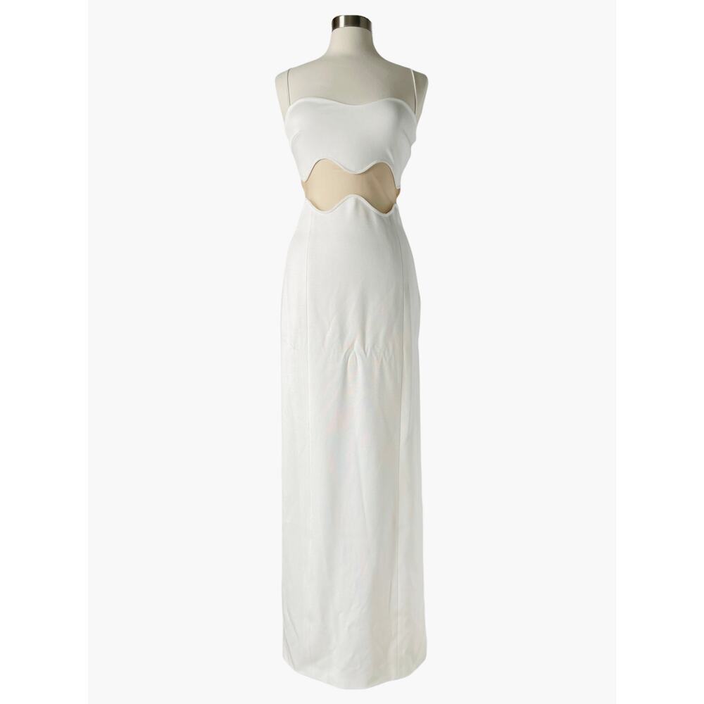 Galvan London Isola Bella Dress White Mesh Cutout Column Gown 40 US 8 Viscose - Picture 11 of 11